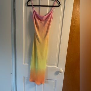 Express Ombré Sunset MIDI Slip Dress (Size XS)